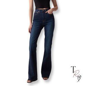GAP 70s Flare High Rise Dark Wash Denim Jeans Size 27 or Size 4 LONG TALL